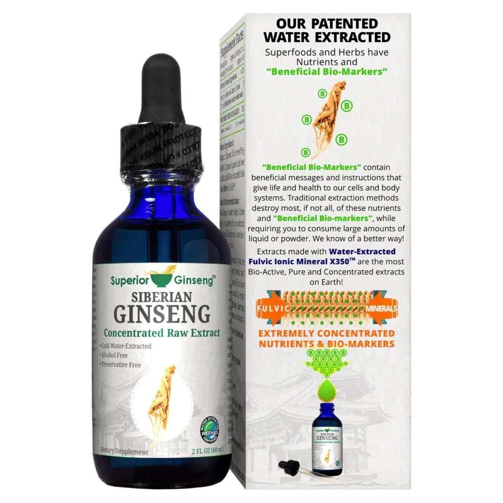 Siberian Ginseng Root Extract – Organic & Alcohol-Free 2oz | Patented Cold Fulvic Mineral Water Brew