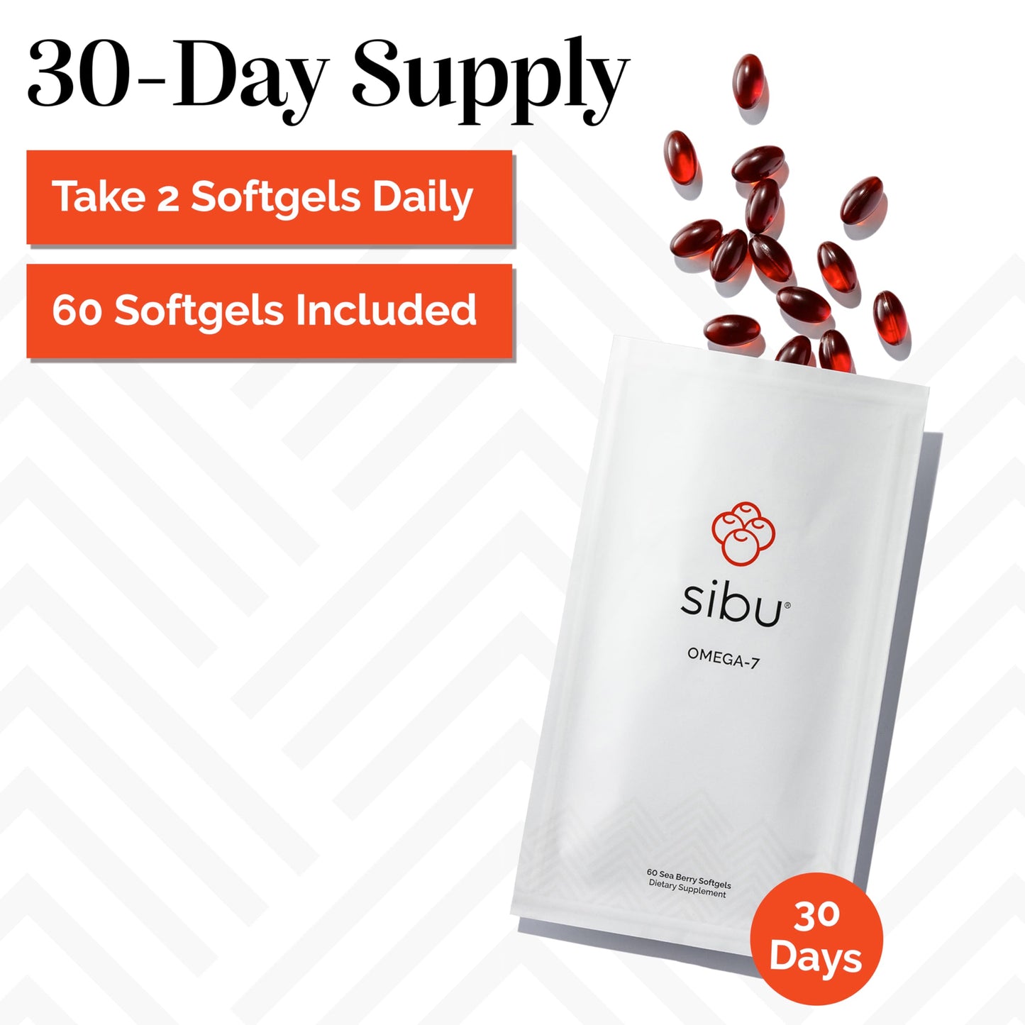 Sibu Sea Buckthorn Omega-7 Softgels – 30-Day Refill Sachet | Healthy Skin, Hair & Nails