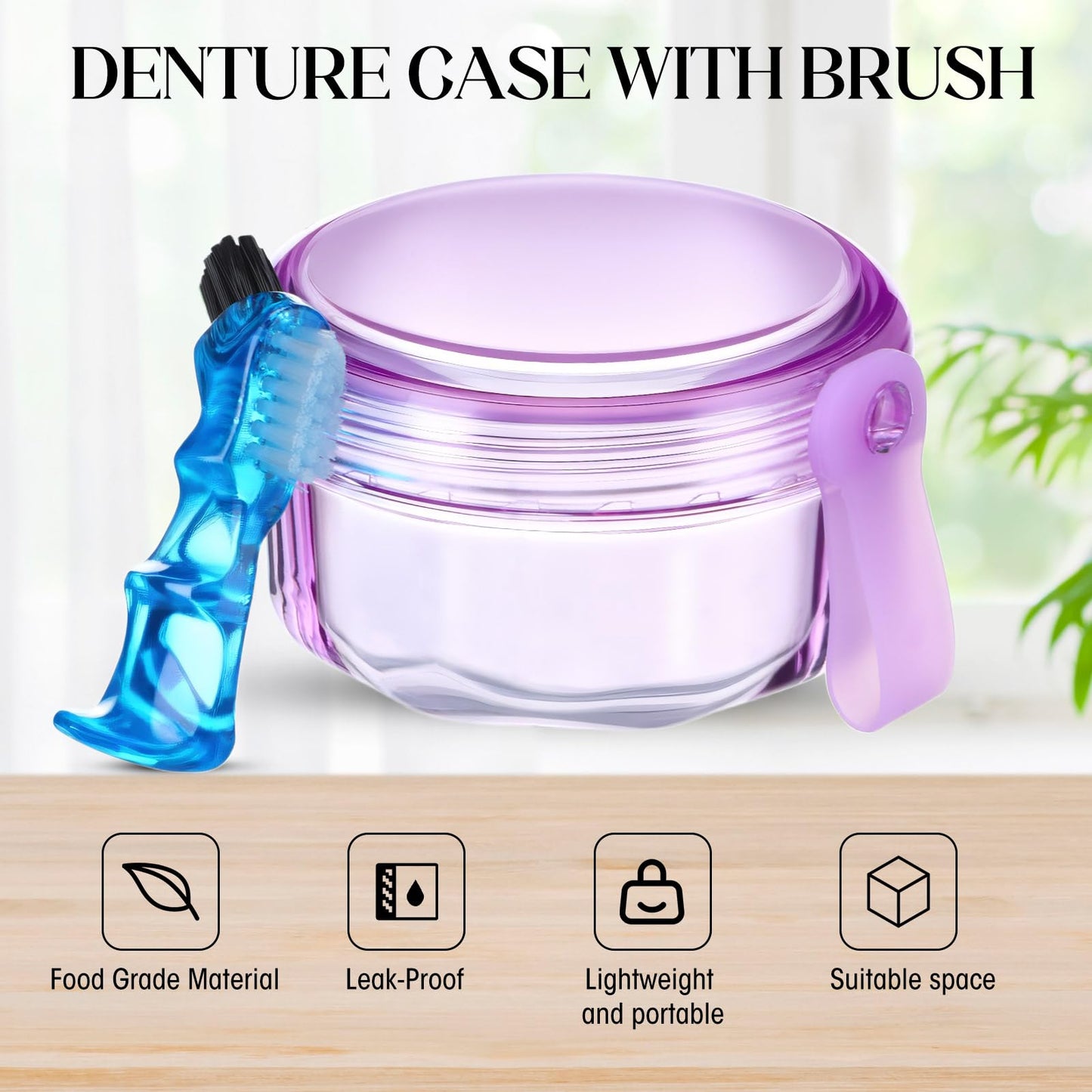 Sieral 6 Pcs Denture Case – Leak-Proof Travel Cup for Dentures & Retainers