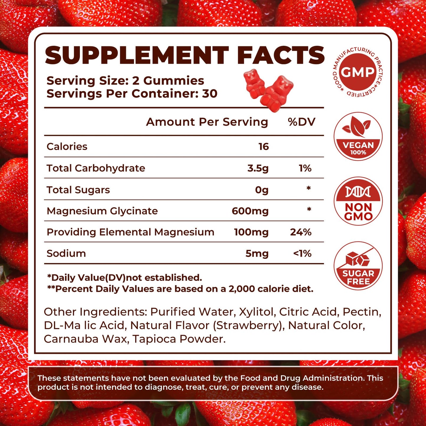 Sieralyn Magnesium Glycinate Gummies 600mg – Sugar Free, Vegan, Gluten Free | 120 Count