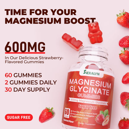 Sieralyn Magnesium Glycinate Gummies 600mg – Sugar Free, Vegan, Gluten Free | 120 Count