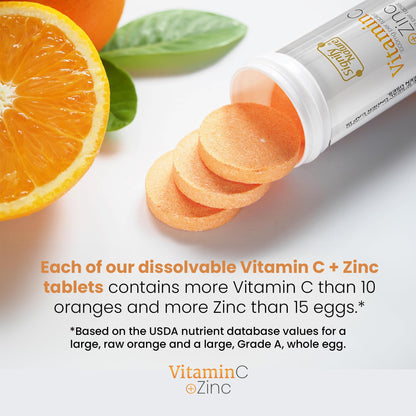 SIGNIFY NATURE Vitamin C 1000mg + Zinc - Effervescent Tablets (80CT) Sugar-Free & Vegan