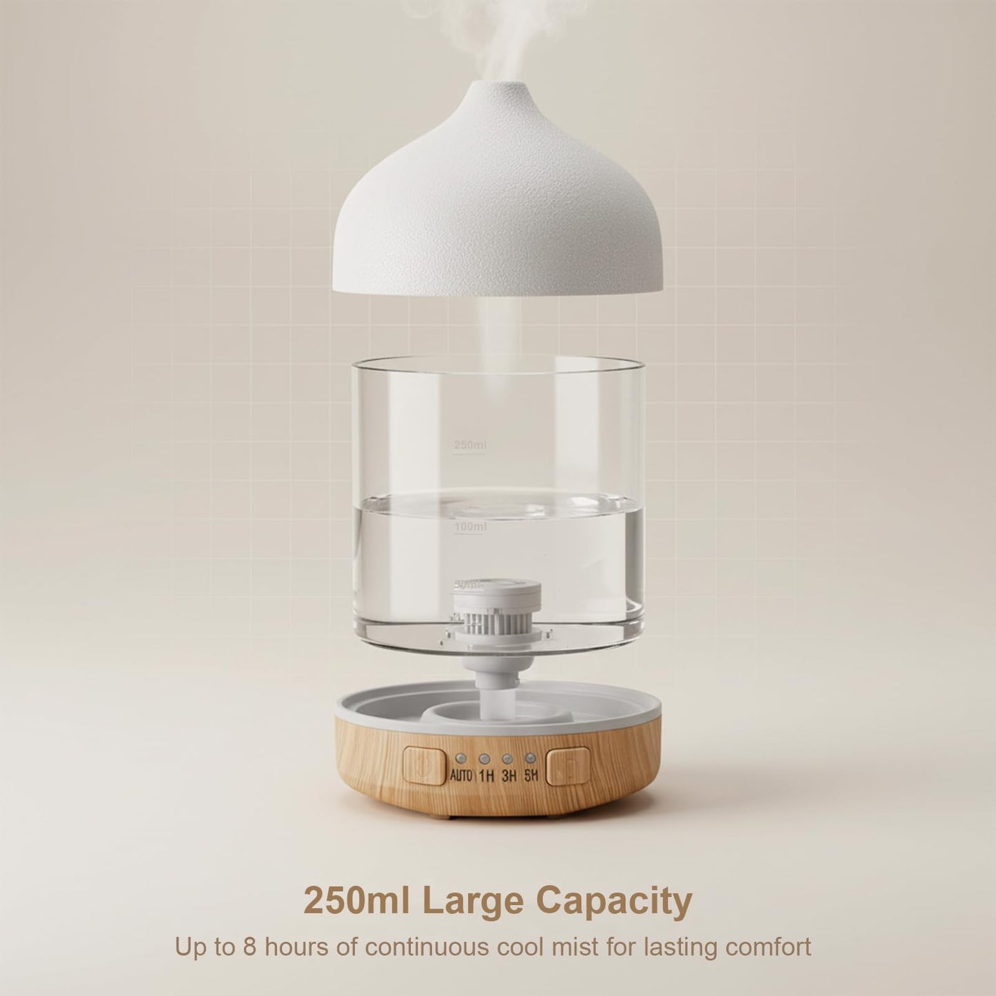 SIHUADON Ceramic Essential Oil Diffuser - 250ml Ultrasonic Humidifier, 7-Color Night Light & Timers