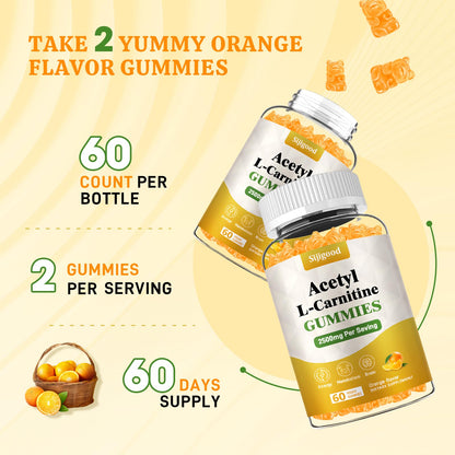 Sijigood 2 Pack Acetyl L-Carnitine Supplement – Natural Energy & Immunity (Orange, Vegan) 120 Count