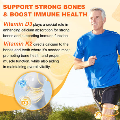 Sijigood Vitamin D3 K2 Gummies – 10,000 IU D3, 6-in-1 Bone & Immune Support