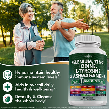 New Age Selenium, Zinc, Iodine, L-Tyrosine & Ashwagandha - 120 Count Supplement