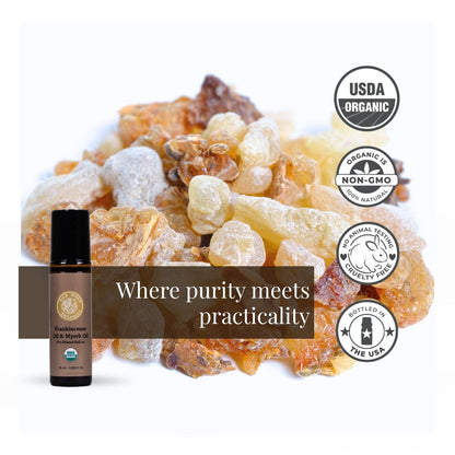 Silk Road Organic Frankincense & Myrrh Roll-On, USDA Certified, 10 ml