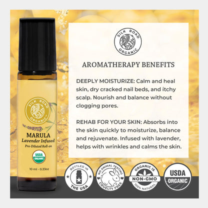 Silk Road Organic Marula Oil & Lavender Roll On – USDA Certified Organic, 10 ml