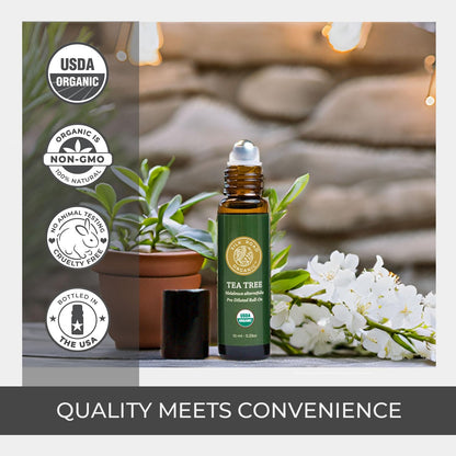 Silk Road Tea Tree Essential Oil Roll-On – 100% Pure & USDA Certified Organic, 10 ml