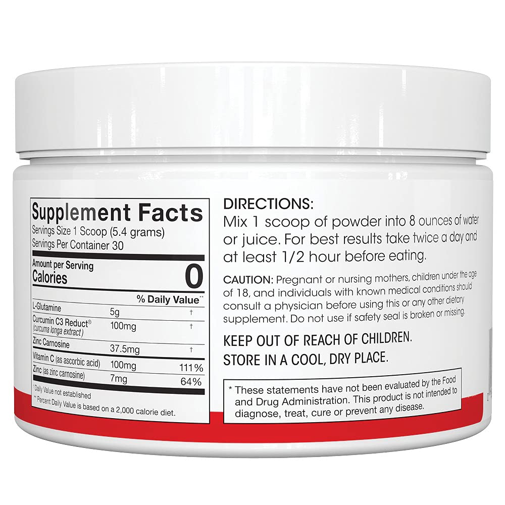 Silver Fern Gut Repair | Digestive Health Supplement Powder – L-Glutamine, Curcumin, Zinc & Ascorbic Acid (2 Tubs, 60 Servings)