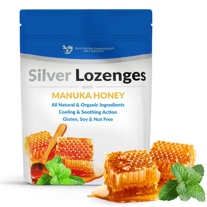 Silver Lozenges with Manuka Honey & Vitamin C – Nano Silver 60 PPM, 45-50mcg, 24 Lozenges