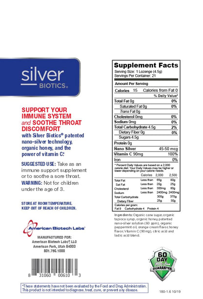 Silver Biotics Colloidal Silver Lozenges – 60 ppm SilverSol Ag₄O₄ | Immune Support