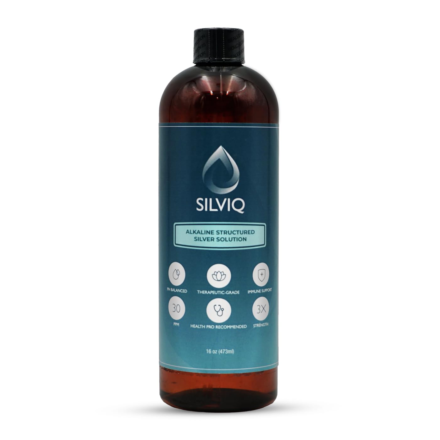 SILVIQ Structured Silver Water 30ppm – Immune Support, Alkaline Silver Liquid 16 oz (437 ml)