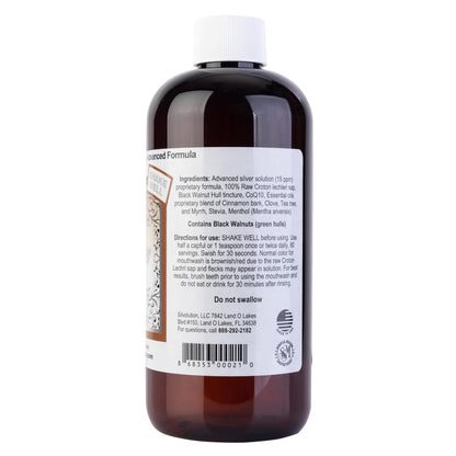 Simply Silver Mouthwash Cinnamon Flavor - All-Natural Colloidal Silver, Patent Pending, Alcohol & Fluoride Free, 16 oz