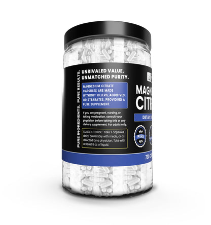Pure Original Magnesium Citrate - 730 Capsules | No Magnesium or Rice Fillers, Always Pure, Lab Verified