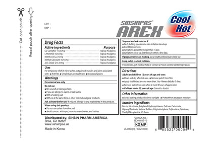 SINSINPAS AREX Cool & Hot Pain Relieving Patch – Medium, 20 Pack (200 Patches Total)