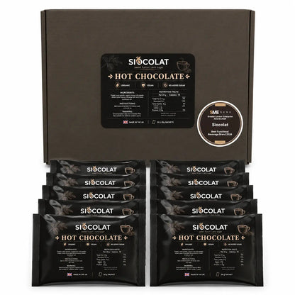 Siocolat Organic Vegan Sugar Free Low Calorie Hot Chocolate Drink 10 sachets