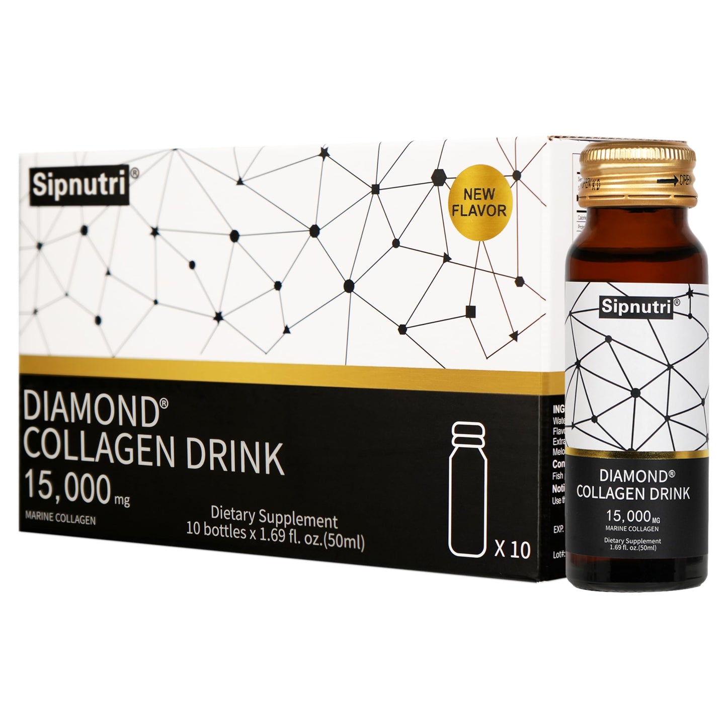 Sipnutri Diamond Liquid Collagen Drink – 15000 mg Marine Collagen + Vitamin C