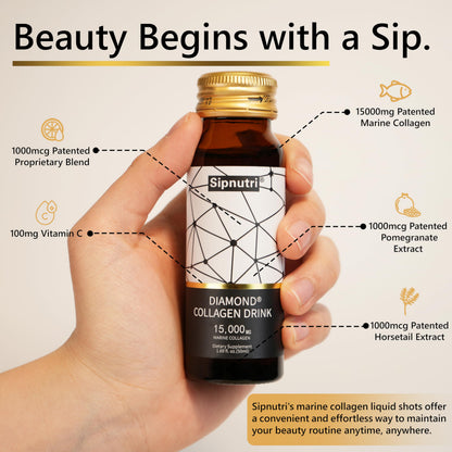 Sipnutri Diamond Liquid Collagen Drink – 15000 mg Marine Collagen + Vitamin C