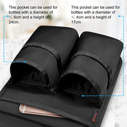 SITHON Massage Bottle Bag, Professional Massage Therapist Holster for 2 Bottles, Lotion Oil Waist Holder Organizer with Adjustable Belt, Multiple Pockets (Bag Only) (Black)