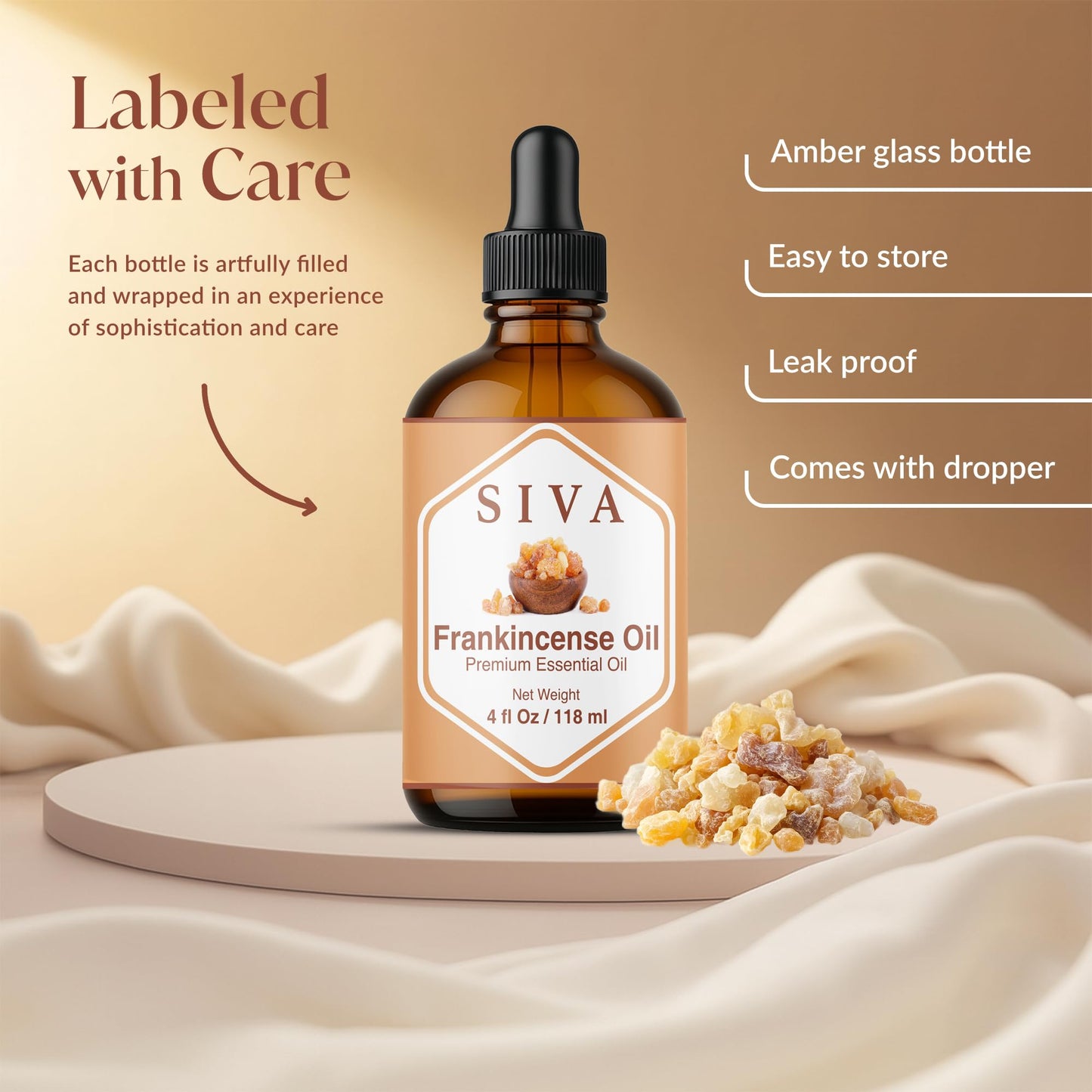 Siva Frankincense Essential Oil 4oz – 100% Natural Boswellia Serrata for Diffuser, Skin Care & Aromatherapy