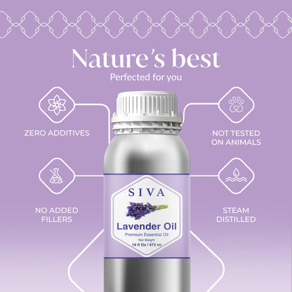 Siva Lavender Essential Oil 16 Oz – 100% Natural | Diffuser, Skin & Hair Care