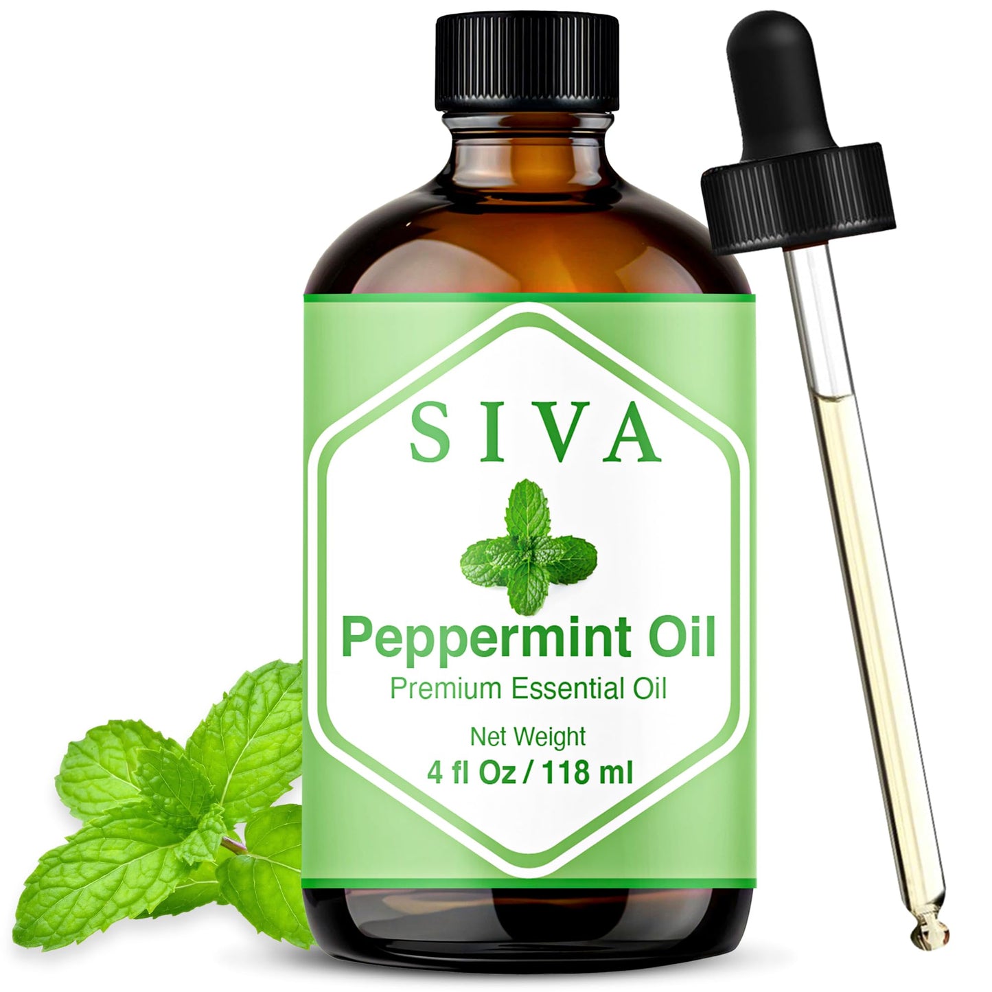 Siva Peppermint Essential Oil - 4 oz | 100% Natural, Diffuser & Skincare