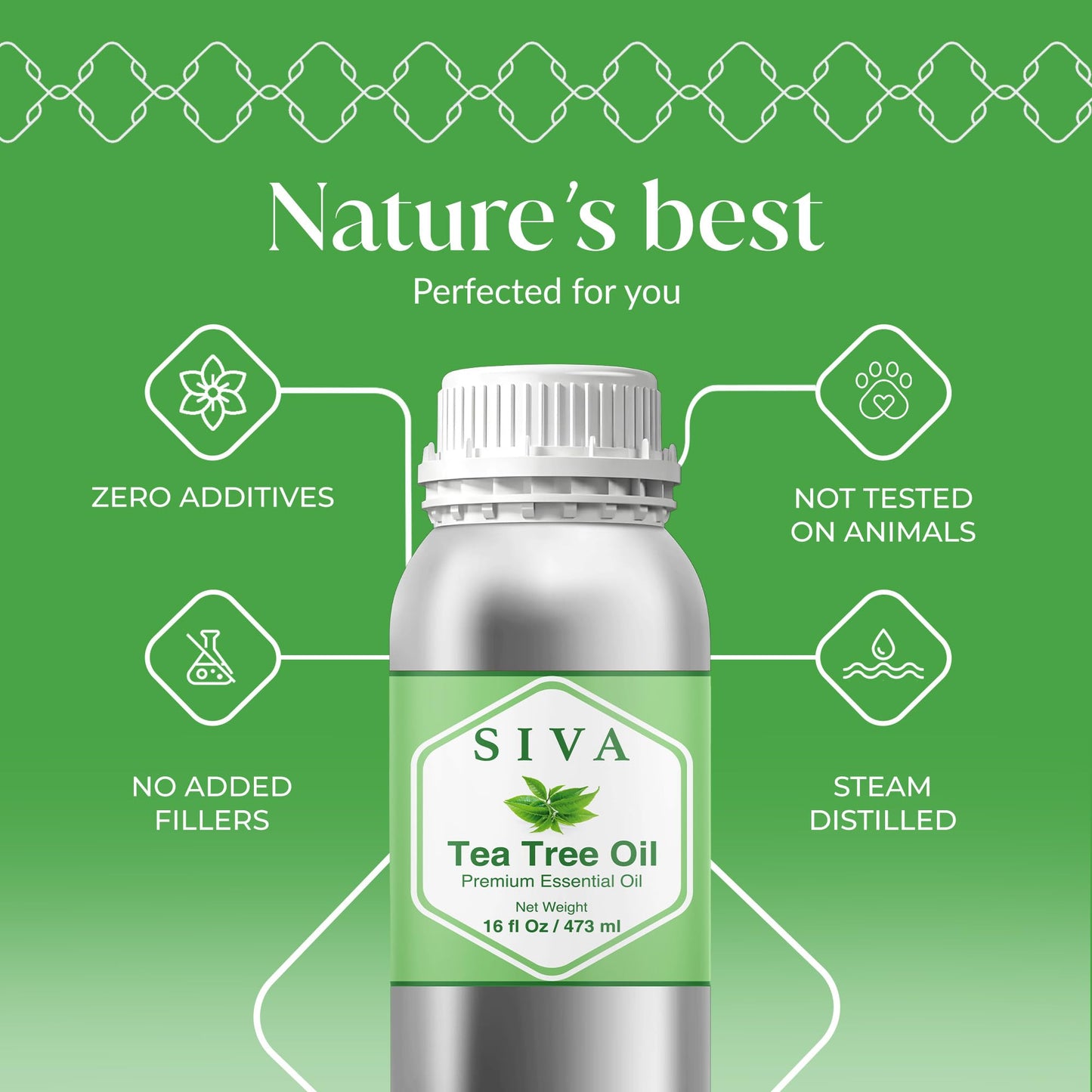 Siva Tea Tree Essential Oil 16 Oz – 100% Natural Tea Tree Oil for Diffuser, Skin, Hair & More