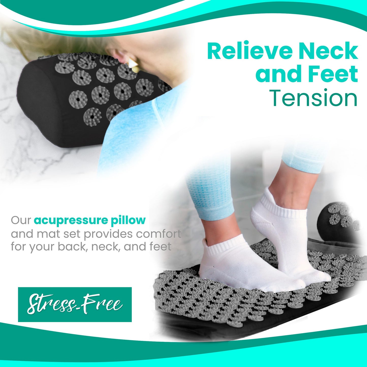 Sivan Health Acupressure Mat & Pillow Set – Stress Relief, Back & Neck Pain