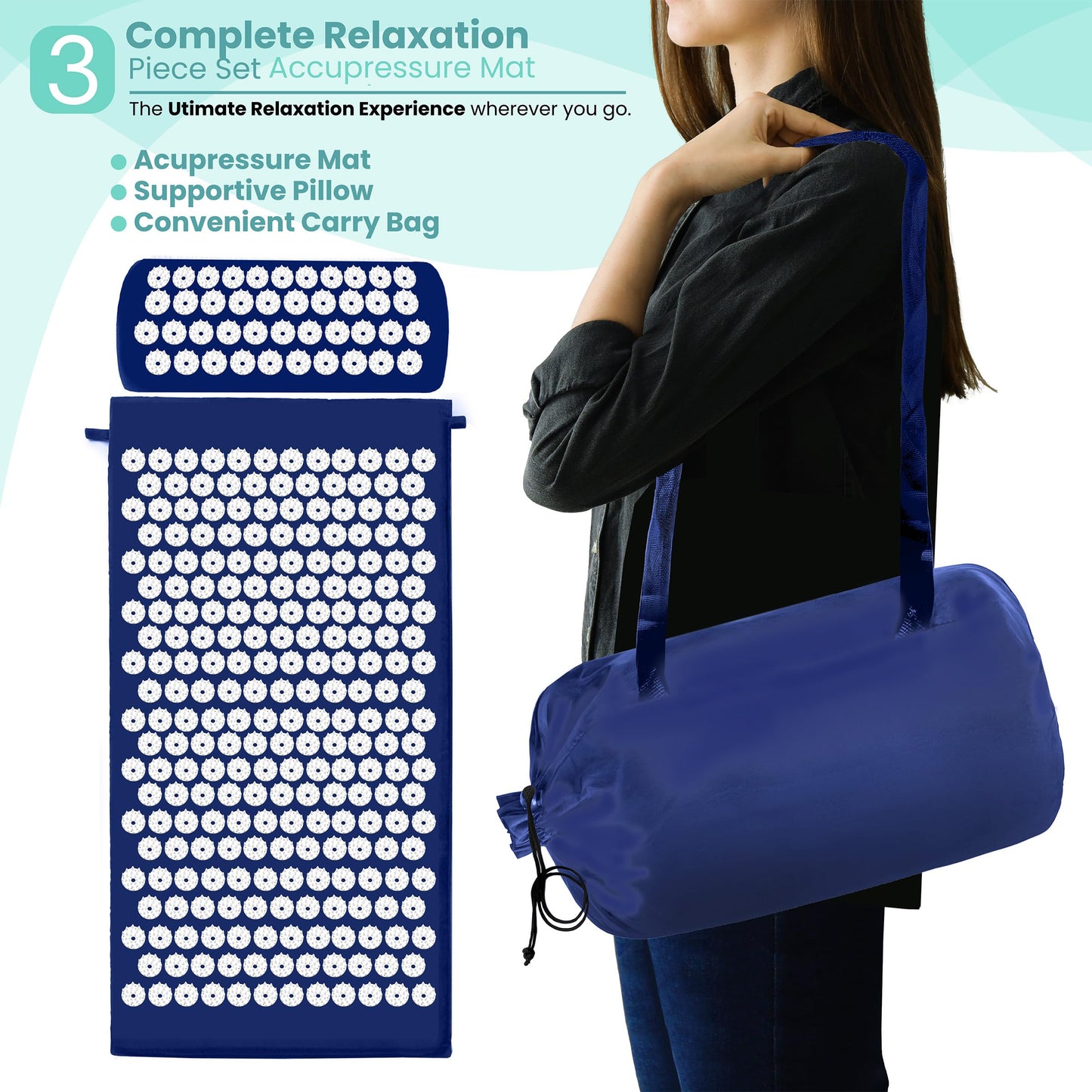 Sivan Acupressure Mat & Pillow Set – Grounding Mat for Stress, Back & Neck Pain