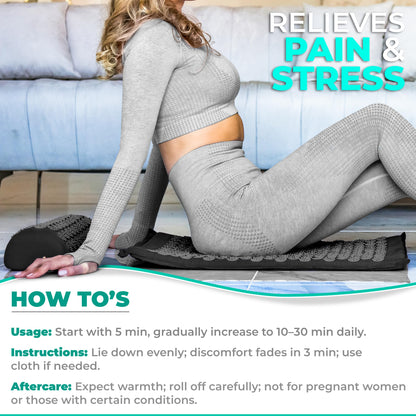 Sivan Health & Fitness Acupressure Mat & Pillow Set – Stress Relief, Back & Neck Pain