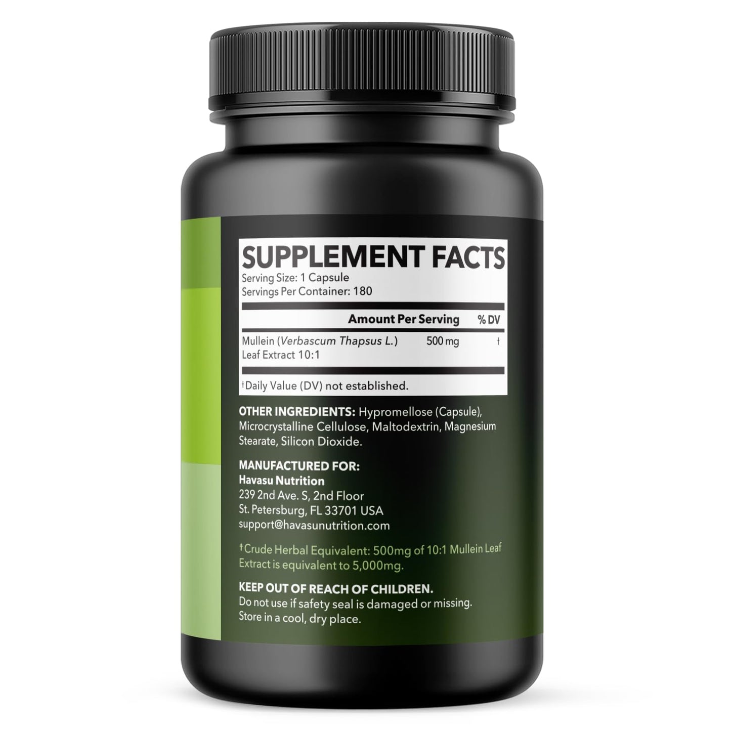 Mullein Leaf Capsules 5000mg 10:1 | Lung Support & Immune Health - 180 Count - Vegan
