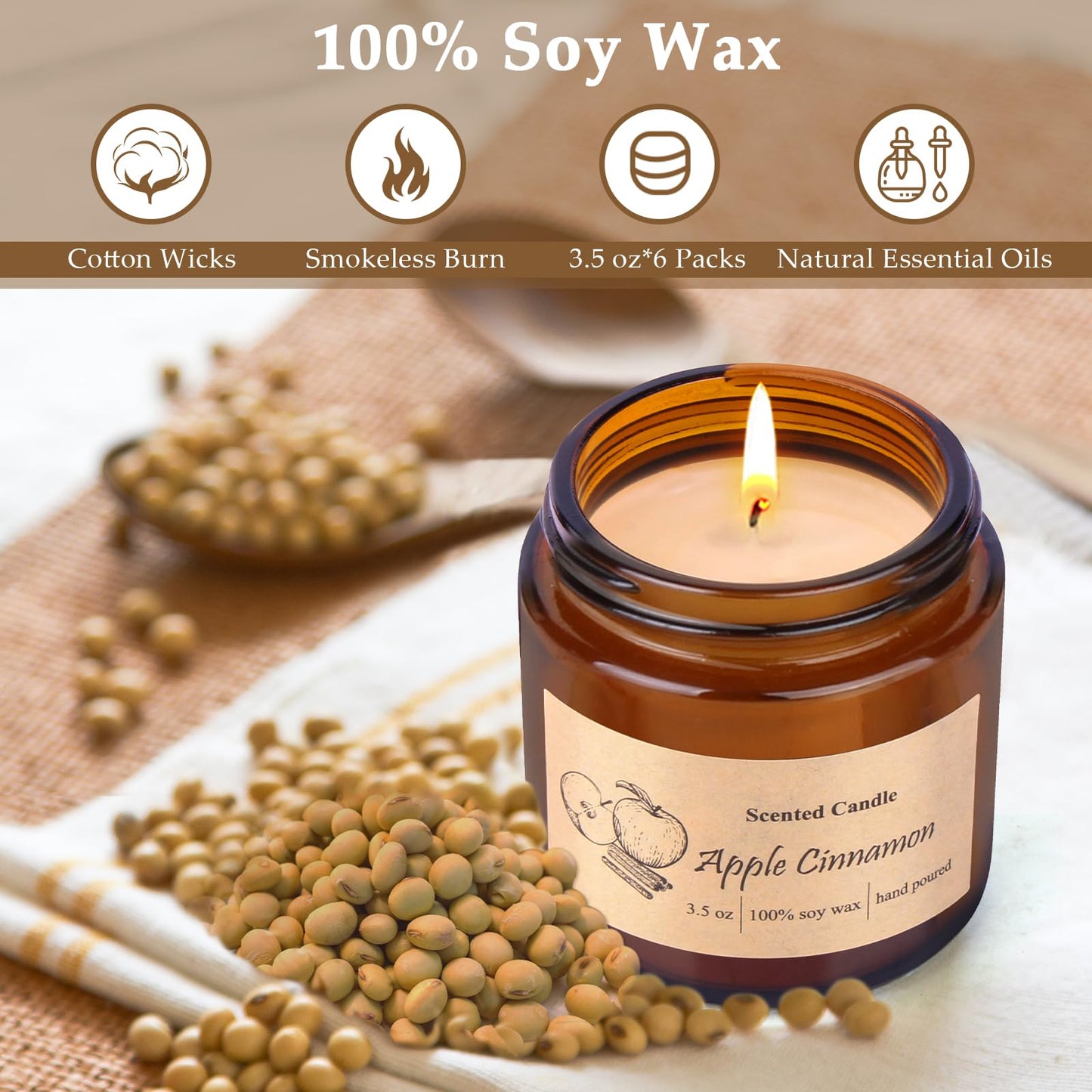 Six Pack Soy Wax Candles Gift Set – Aromatherapy Scented Jars for Home