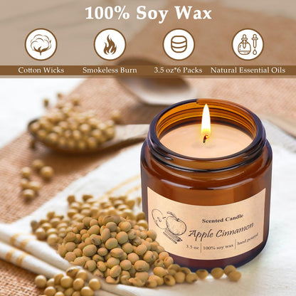 Six Pack Soy Wax Candles Gift Set – Aromatherapy Scented Jars for Home