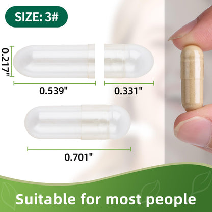 Size 3 Empty Capsules – 130 Count Clear Vegetarian Capsule Kit for DIY Supplements