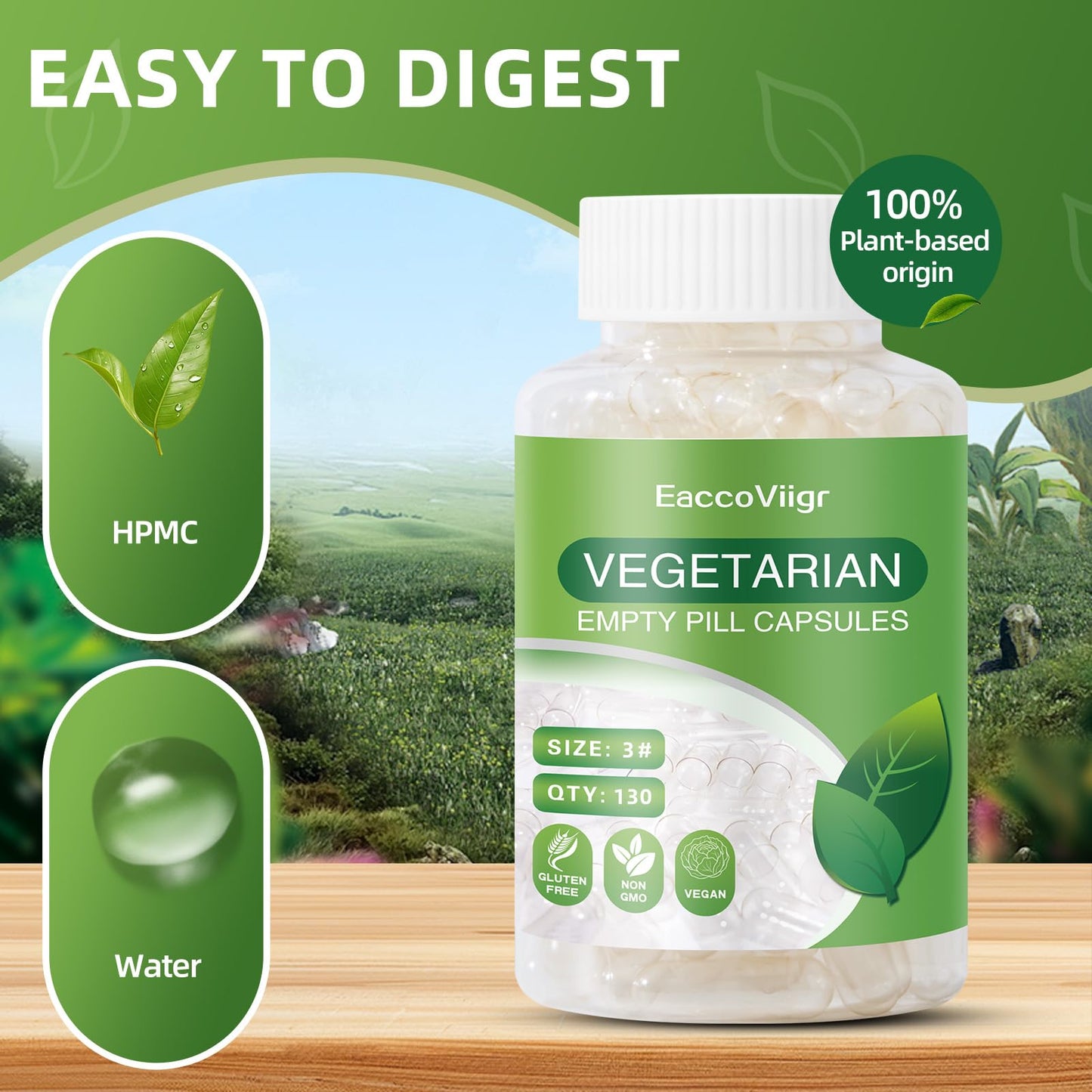 Size 3 Empty Capsules – 130 Count Clear Vegetarian Capsule Kit for DIY Supplements