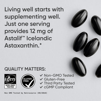 Sports Research Triple Strength Astaxanthin 12mg with Organic Coconut Oil - 60 Softgels