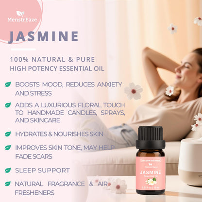 Skin Safe Jasmine Essential Oil – 100% Pure & Natural, 10ml (Therapeutic Grade) for Diffusers