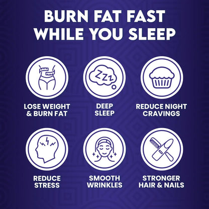 Night Collagen Burn by Skinny Coffee SuperBoost | Sleep Support, Metabolism & Cravings Control | 60 Servings