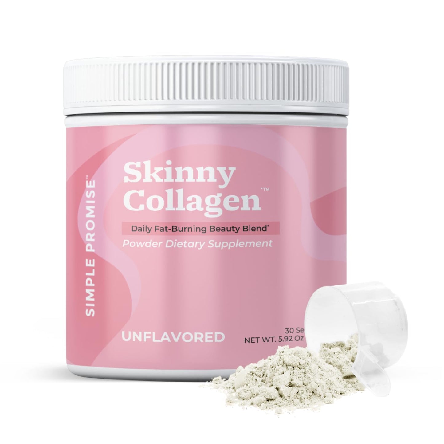 Simple Promise Skinny Collagen – Unflavored Multi-Collagen Peptides (30 Servings) for Weight Goals