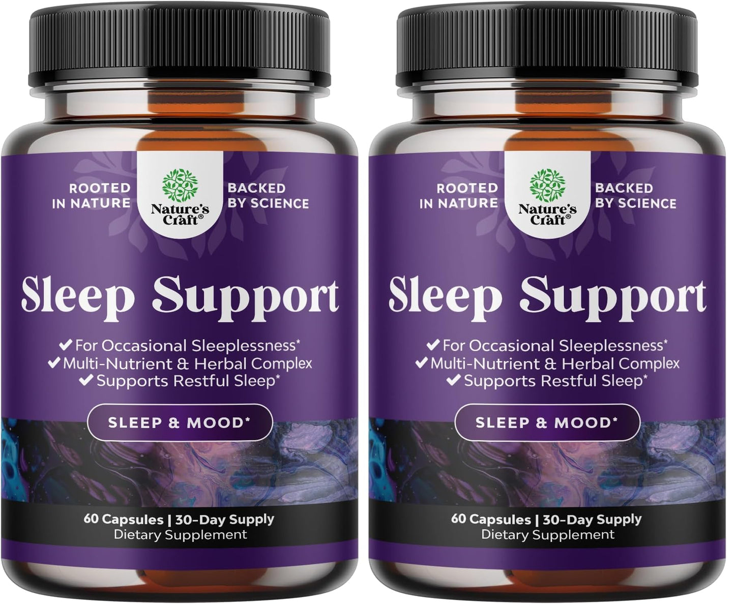 Natural Refreshing Sleep Formula – Non Addictive Herbal Sleep Supplement with Magnesium, L-Theanine & GABA | Pack of 2