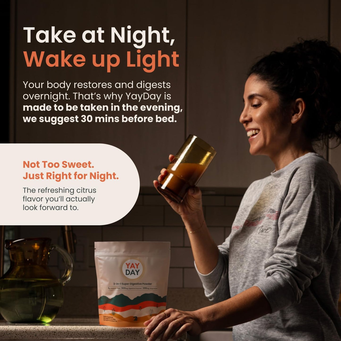 Nighttime Prebiotic Fiber Powder with Digestive Enzymes & Magnesium Glycinate - 7 Pack