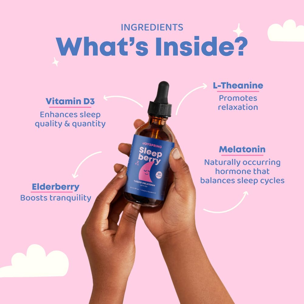 SleepBerry Kids Liquid Melatonin – Natural Sleep Aid with Elderberry & Vitamin D (1 fl oz)