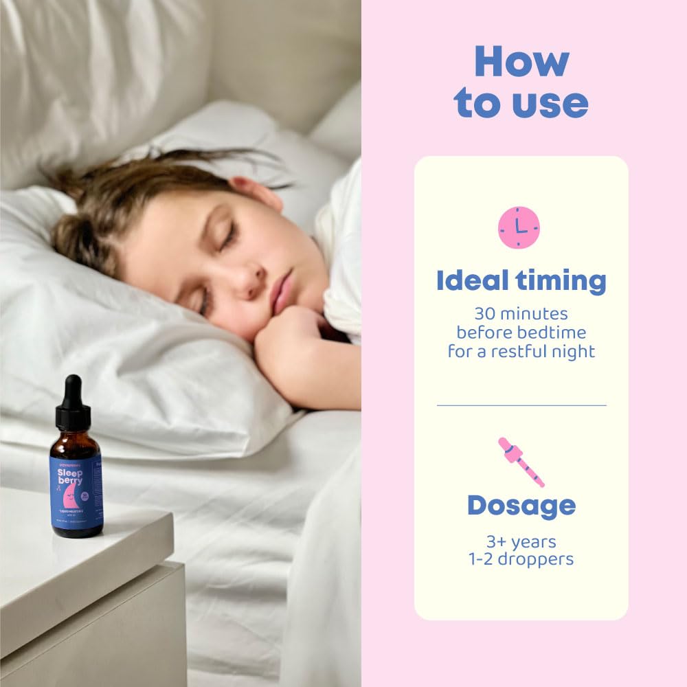 SleepBerry Kids Liquid Melatonin – Natural Sleep Aid with Elderberry & Vitamin D (1 fl oz)