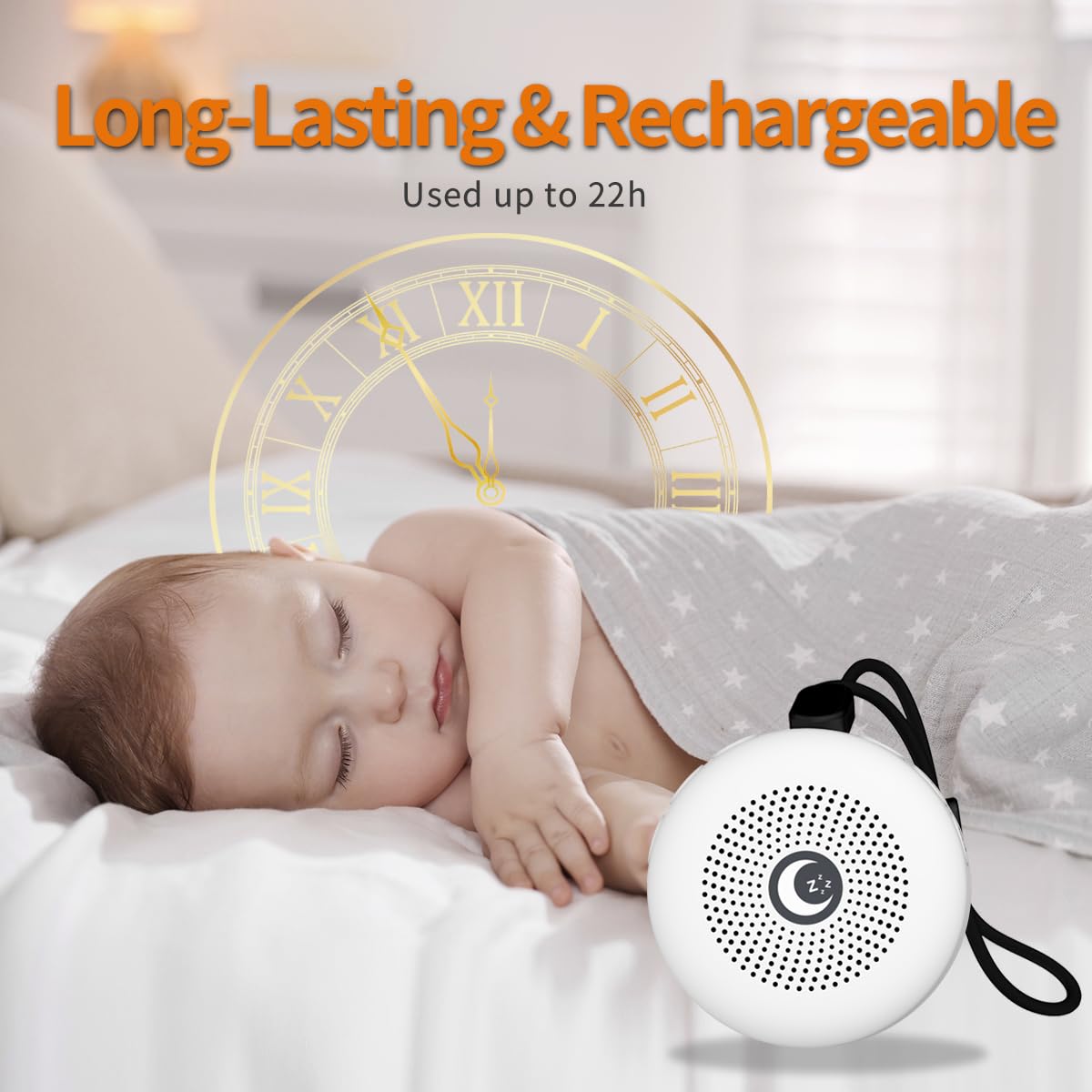 Sleepbox Sleep Sound Machine Portable Noise Machine — 30 Soothing Sounds, 32 Volume Levels, 22h Battery, 4 Timers