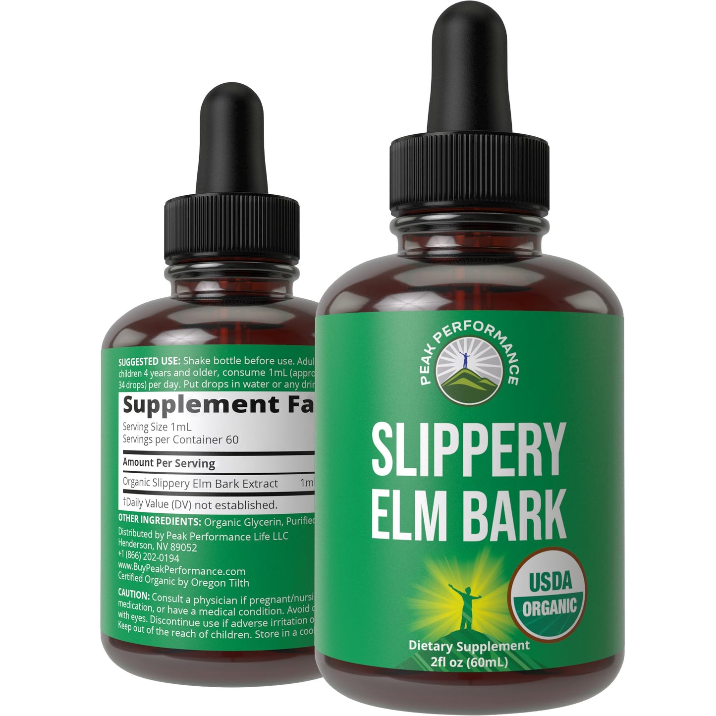 Slippery Elm Bark – USDA Organic Vegan Liquid Drops | High Bioavailability for Women, Men & Kids