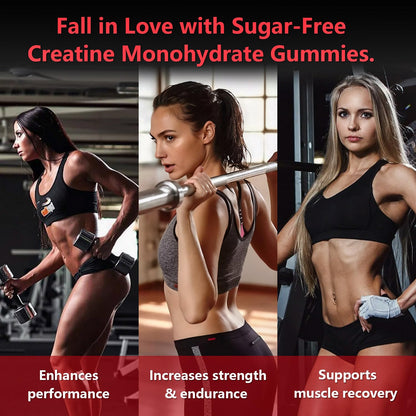 Slsomu Creatine Monohydrate Gummies 5000mg – Strawberry, 120 Gummies | Vegan Pre-Workout