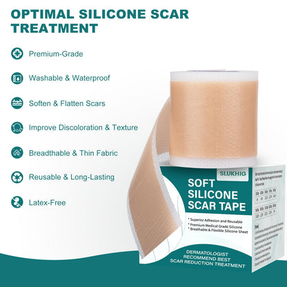 SLUKHIG Silicone Scar Sheets Roll 2M – Reusable Scar Tape for C-Section & Surgical Scars