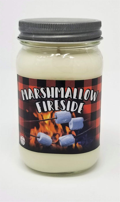 Marshmallow Fireside Candle – 16oz Soy Mason Jar by S&M Candle Factory | 100 Hour Burn Time | Made in USA