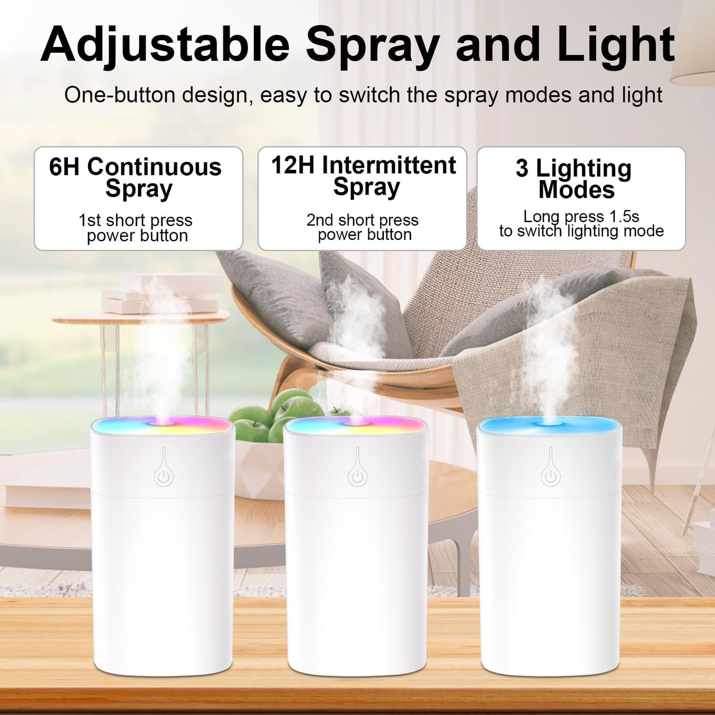 Small Diffuser 400ml – 2-in-1 Desk Humidifier & Aroma Diffuser with Auto-Off
